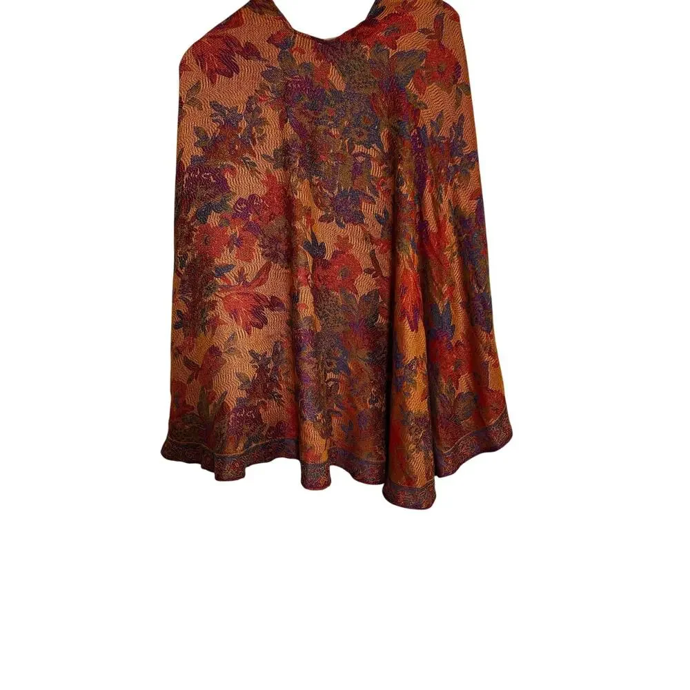 Pashmina Silk Blend Shawl Wrap Orange Paisley Scarf Lightweight Boho Elegant